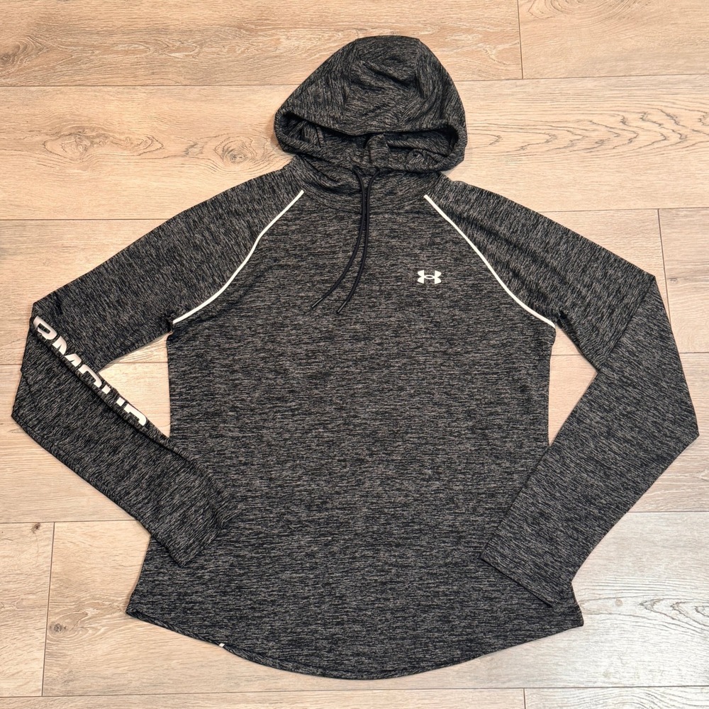 NWT Under Armour Velocity Womens Loose Fit Hoodie Heathered Black Large L